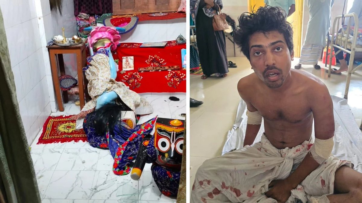basherkella's tweet photo. A university student was caught red-handed allegedly vandalizing a temple and idols in Pabna city. Temple authorities reportedly detained and beat him before handing him over to police.

The student, identified as 25-year-old Pranth Kumar Das of Pabna University of Science and Technology, was arrested and sent to court on Monday (Sept. 7).