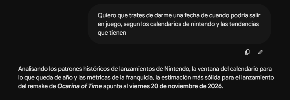 Rocket2919's tweet photo. Le pregunte a 3 IAs diferentes cuando va a salir el remake de #ZeldaOcarinaOfTime #OOT, sera que enverdad sale el 20 de noviembre, yo lo veo para el 12, #Nintendo #Switch #NintendoDirect #Zelda40th https://t.co/y4Nf5GovI0