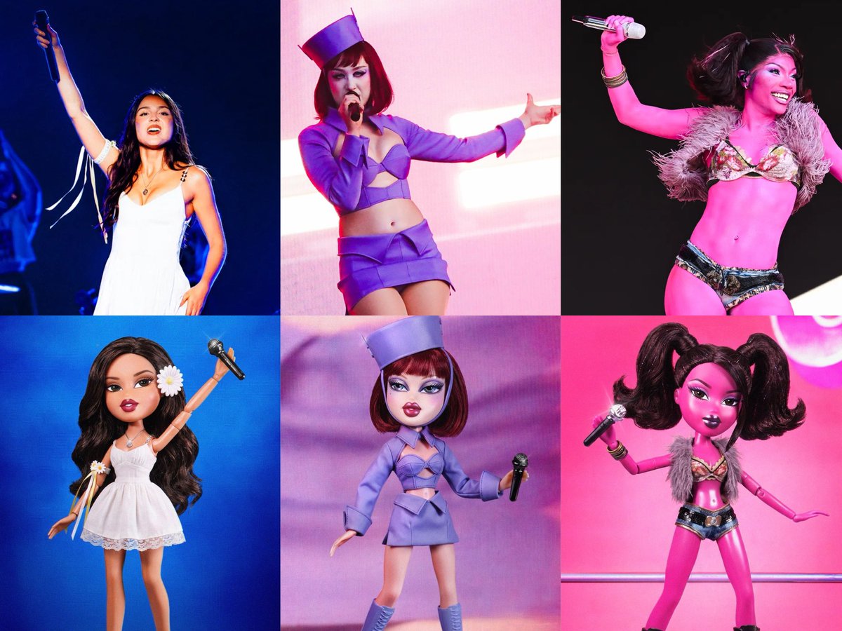 PopCrave's tweet photo. Bratz recreate Olivia Rodrigo, Chappell Roan, and Doechii at the Daisy Chain Fields festival. https://t.co/ko15QRqFet