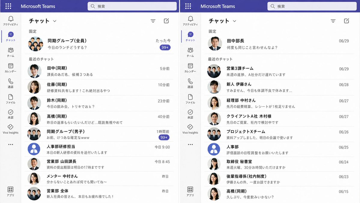 sayaka_sns_'s tweet photo. 会社員のTeams

←入社2週間目　　　入社6年目→ https://t.co/2pjUe3i11M