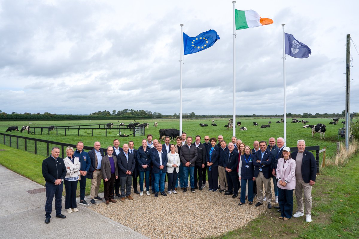 ucdagfood's tweet photo. An exciting start to the week @ucdlyonsfarm as European Commissioner for Agriculture and Food @CHansenEU, EU Agriculture Ministers, representatives of the @Europarl_EN and farming organisations visited the farm to see first-hand how research and innovation @ucddublin is helping shape the future of sustainable agriculture.
 
The delegation, which included Minister for Agriculture, Food and the Marine @martinheydonfg received a warm welcome from UCD President @OrlaFeely
 
Across a series of research stations, the delegation heard about the breadth of research being conducted @ucdagfood including:
 
 🌱 Grass-based livestock 
 
 🐄 Sustainable dairy production 
 
 🌍 Sustainable food production
 
 🐮 Animal health and welfare 
 
The visit forms part of @ucddublin programme of engagement during Ireland’s Presidency of the @EUCouncil of the @EU_Commission providing an opportunity to showcase the contribution of Irish agricultural research and the role of @ucdagfood in generating the knowledge and innovation needed to support a competitive, resilient and sustainable agri-food sector.

#AGRIFISH