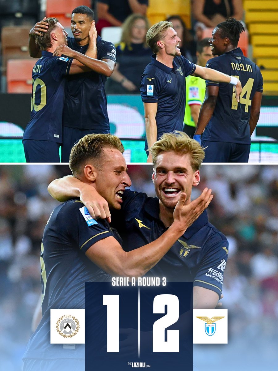 The_Laziali's tweet photo. 🦅 Lazio come from behind to defeat Udinese 2-1 to make it three wins from as many Serie A matches!

Davide Frattesi also makes it three goals in three games 👏

#UdineseLazio | #SerieA https://t.co/sdgLq477O2