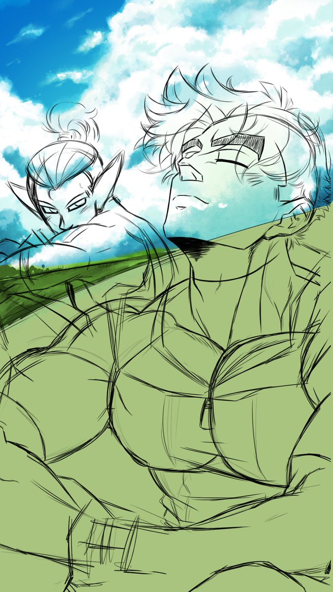 KasaraWolf's tweet photo. This sketch was making me mad last night, (KOTA NEEDS ADJUSTMENTS) so I started to work on the background instead XD I am proud of the clouds ;o;

The final image won't be uploaded until I am done with all the frames for this little animation trend thingy B) So sneak peak??? 🤔 https://t.co/gLuXg2N2gV