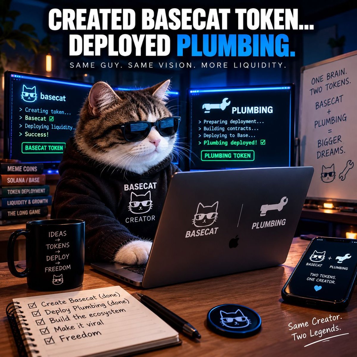 Plumbing_Base's tweet photo. Everyone was watching $BASECAT.

But almost nobody asked the next question:

Who created it?

Now look at what that same creator wallet left behind.

base:0xb200000000000000000000d3677a2bddb1184d01

Not a random Base meme.

Not some new narrative trying to attach itself to Basecat.

The Basecat founder's OG wallet created base:0xb200000000000000000000d3677a2bddb1184d01.

And the contract is sitting right there on Base:

0xb200000000000000000000d3677a2bddb1184d01

The crazy part?

The connection was hiding in plain sight.

BASECAT → CREATOR → PLUMBING

This is the kind of thing people discover after the chart has already moved.

You don't need to believe me.

Open the wallet.

Check the contracts.

Check the holders.

Everything that was hidden has been revealed.

Now watch the rise.

base:0xb200000000000000000000d3677a2bddb1184d01