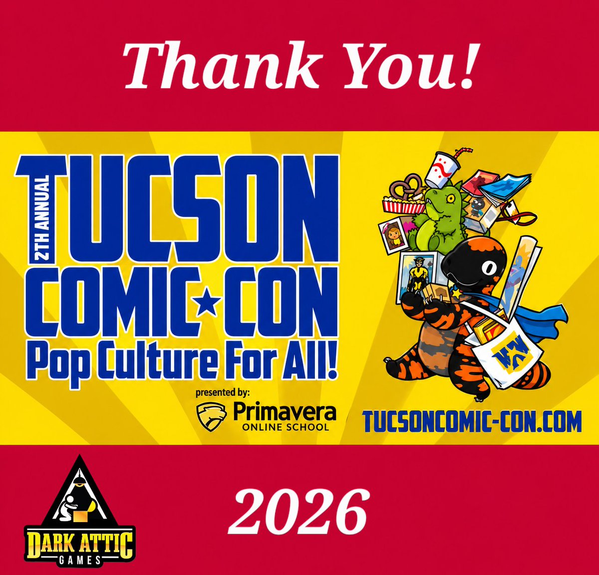 THwithZombies's tweet photo. 👍Thank you, Tucson, Comic Con, you never fail to deliver. Here's to next year's con.
@TucsonComiCon @DarkAtticGames https://t.co/qzXuE8uWY1