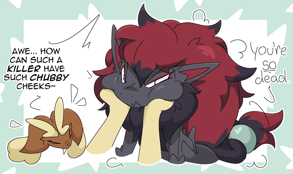 GuzzLord42O's tweet photo. #Lopunny thinks #Zoroark has such chubby cheeks... https://t.co/1um2ovqe6n