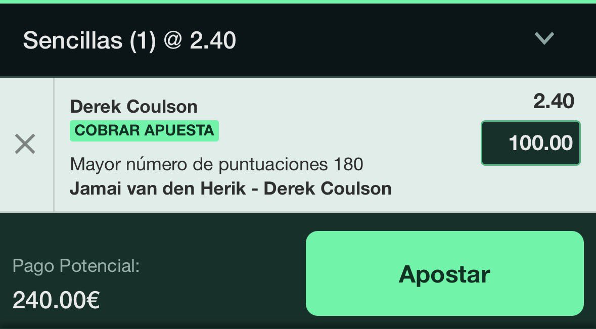 EricPicksz's tweet photo. ERROR DE CUOTA SPEEDYBET 🔥

Derek Coulson Mayoría 180s (x2.40)

STAKE 10

Derek promedia más 180s por partido que JVH, además de que empieza bien las jornadas. Personalmente lo veo un 50/50 la apuesta, cuota justa 2.00 y en bet365 está a 2.20, pues speedy lo pone aún más arriba https://t.co/u34hnLwHPY