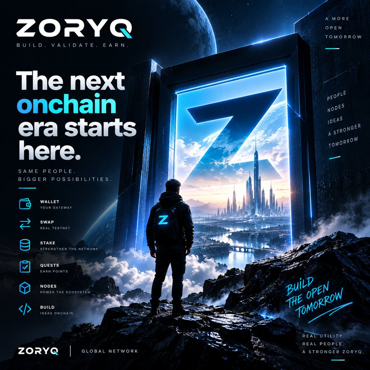 ZORIQNetwork's tweet photo. Something new is coming onchain.
ZORYQ is building an AI-powered Web3 network where users, builders and node operators meet in one ecosystem.
The Testnet is only the beginning.
Build. Validate. Earn.
Welcome to ZORYQ.
#ZORYQ #Web3 #Testnet #Blockchain https://t.co/WJCmg3yRda