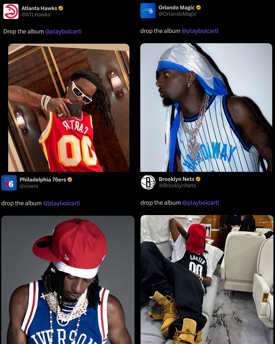 Lidesty's tweet photo. Two years ago around this time, Playboi Carti had NBA teams asking him to drop the album ⏳🏀 https://t.co/O6ZlXCNLKr