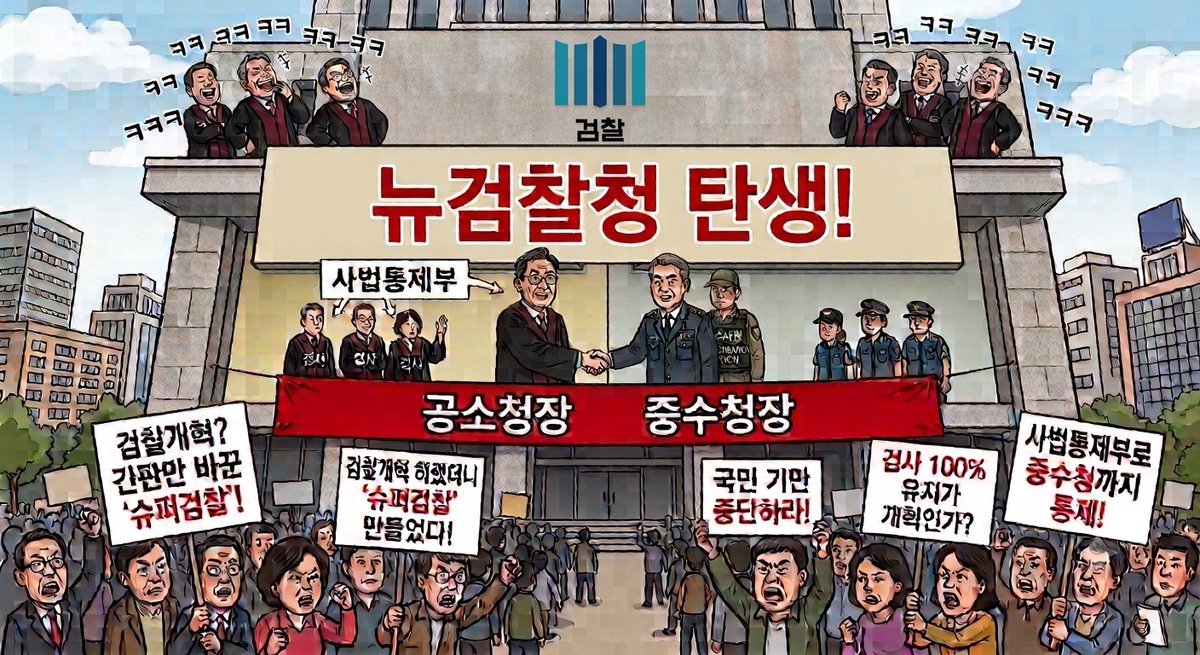 Pjp9290's tweet photo. 검찰개악!
기능 분업화 한 '뉴검찰청' 탄생! https://t.co/WDBYuvFuul