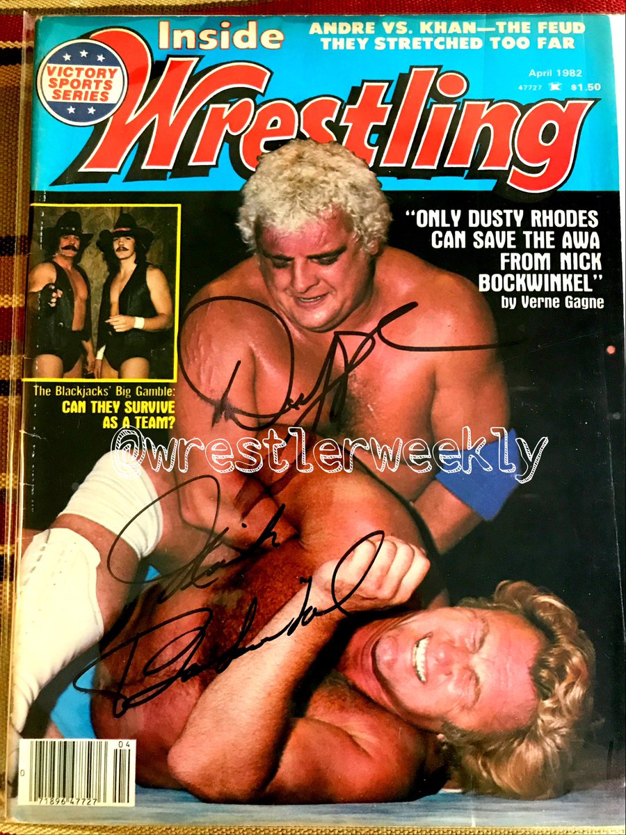 wrestlerweekly's tweet photo. WRESTLER WEEKLY #wwMondayMagMemorabilia celebrates One of my all time favorite SIGNED MAGS! #DustyRhodes vs #NickBockwinkel #SR https://t.co/9nYfPCoS10