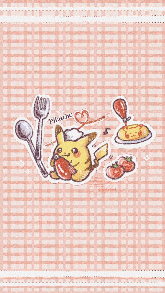 mugipoyow's tweet photo. ケチャップだいすき！なピカチュウ🍅
の壁紙作りました🍴︎✨ https://t.co/TxuaszykSQ