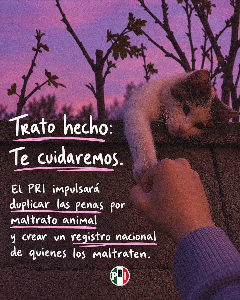 PRI_Nacional's tweet photo. Ellos confían en nosotros. Nosotros tenemos que estar a la altura. 

El PRI impulsará duplicar las penas por maltrato animal y crear un registro nacional de quienes los maltraten.

Porque proteger a los animales también habla de la sociedad que queremos ser. https://t.co/zJ8UrtPMi8