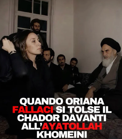 bernadettehill's tweet photo. MEMORIA DI UN

GESTO POTENTISSIMO nel 1979 a Qom quando la LUNGIMIRANTE OrianaFallaci in un'intervista con Ayatollah Khomeini lo incalza senza esitazioni sui diritti delle donne e sull'obbligo del chador sfilandosi il chador dicendo:

QUESTO CENCIO DA MEDIOEVO? ME LO TOLGO SUBITO https://t.co/k2nWONrBzj