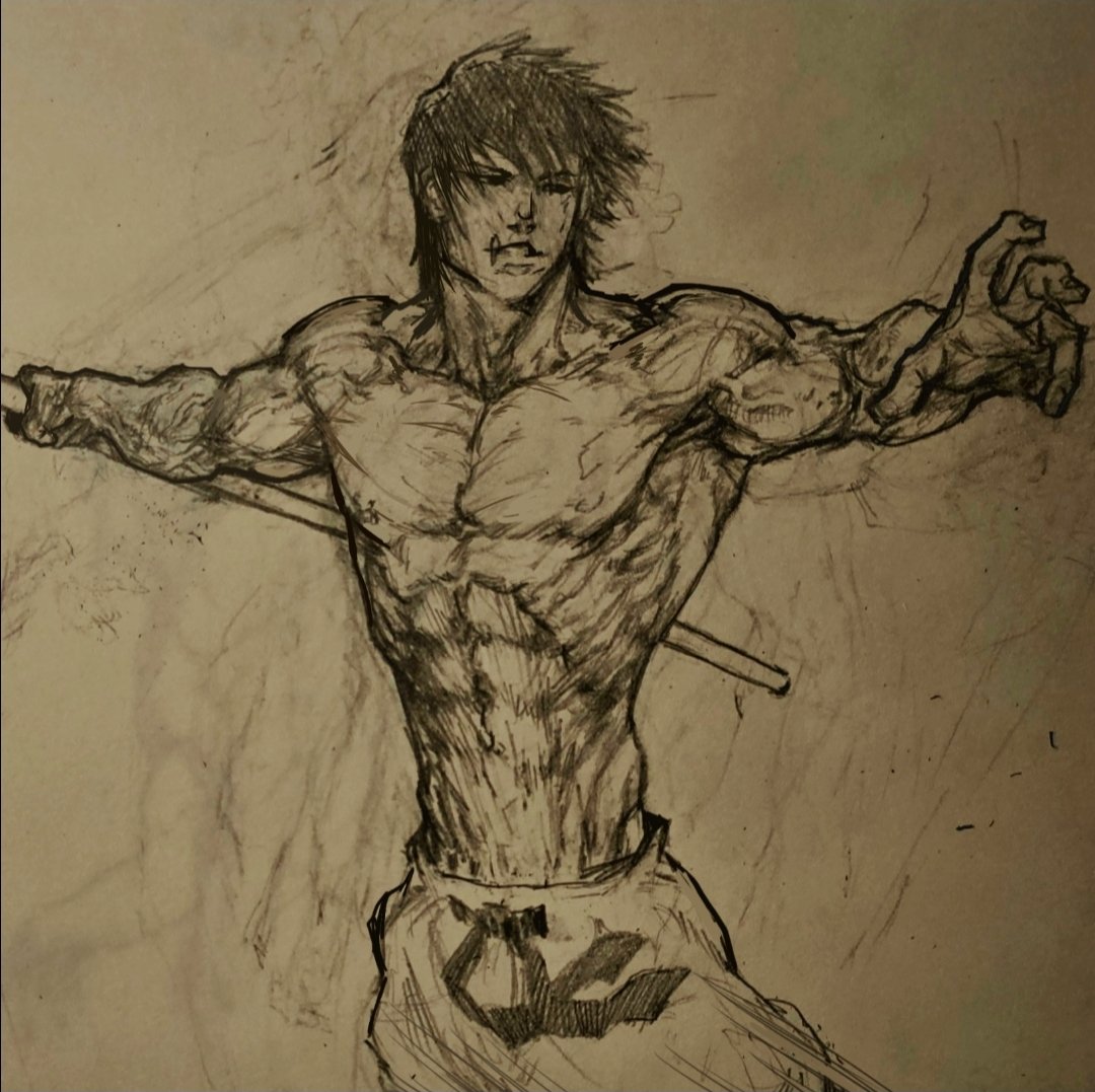 Bionicjin's tweet photo. Toji sketch https://t.co/rxGU8sGbP4