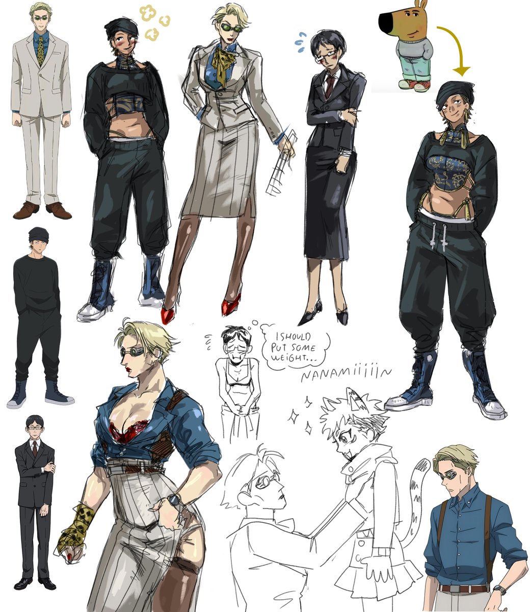 MyMaryluu's tweet photo. some doodles with fem nanami and adjacents https://t.co/nnjOZJqd6H