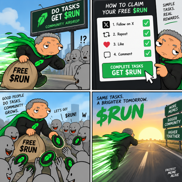 theRunhood's tweet photo. 🟢 $RUN COMMUNITY AIRDROP IS LIVE.

No purchase. No complicated quests.
Just show up for the community and earn some $RUN. ⚡️
✅ Follow us on X
✅ Repost this post
✅ Like this post
✅ Comment “$RUN” below with you wallet adresses

Complete all 4 tasks to qualify for the free $RUN distribution.
One person = one entry.
Multiple/fake accounts will be excluded.
We started with zero volume.
We kept running.
Now we’re putting $RUN into the hands of the people running with us.
GREEN MEANS GO.
DON’T WALK. $RUN. 🏃💨🟢

Fastest Meme Alive.