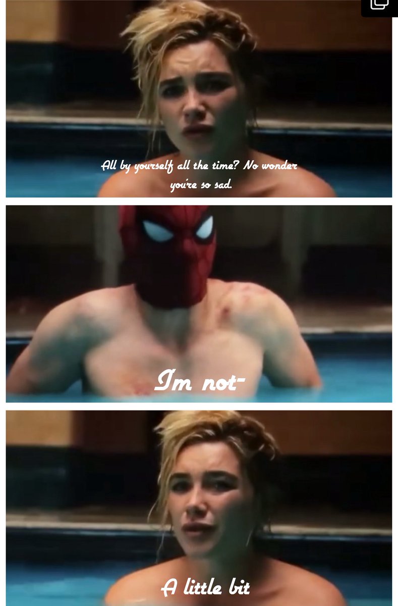 xyelenaswifex's tweet photo. I hate that people think Yelena is mocking spider-Man in brand new day, when she’s literally concerned about his wellbeing as she herself knows what it’s like to be alone https://t.co/GjeIyUeiQ2