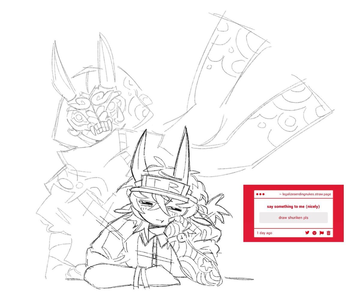 medboarderr's tweet photo. bye i can’t draw his mask for shit #shurikenphighting https://t.co/PZ9Q4hfIjQ