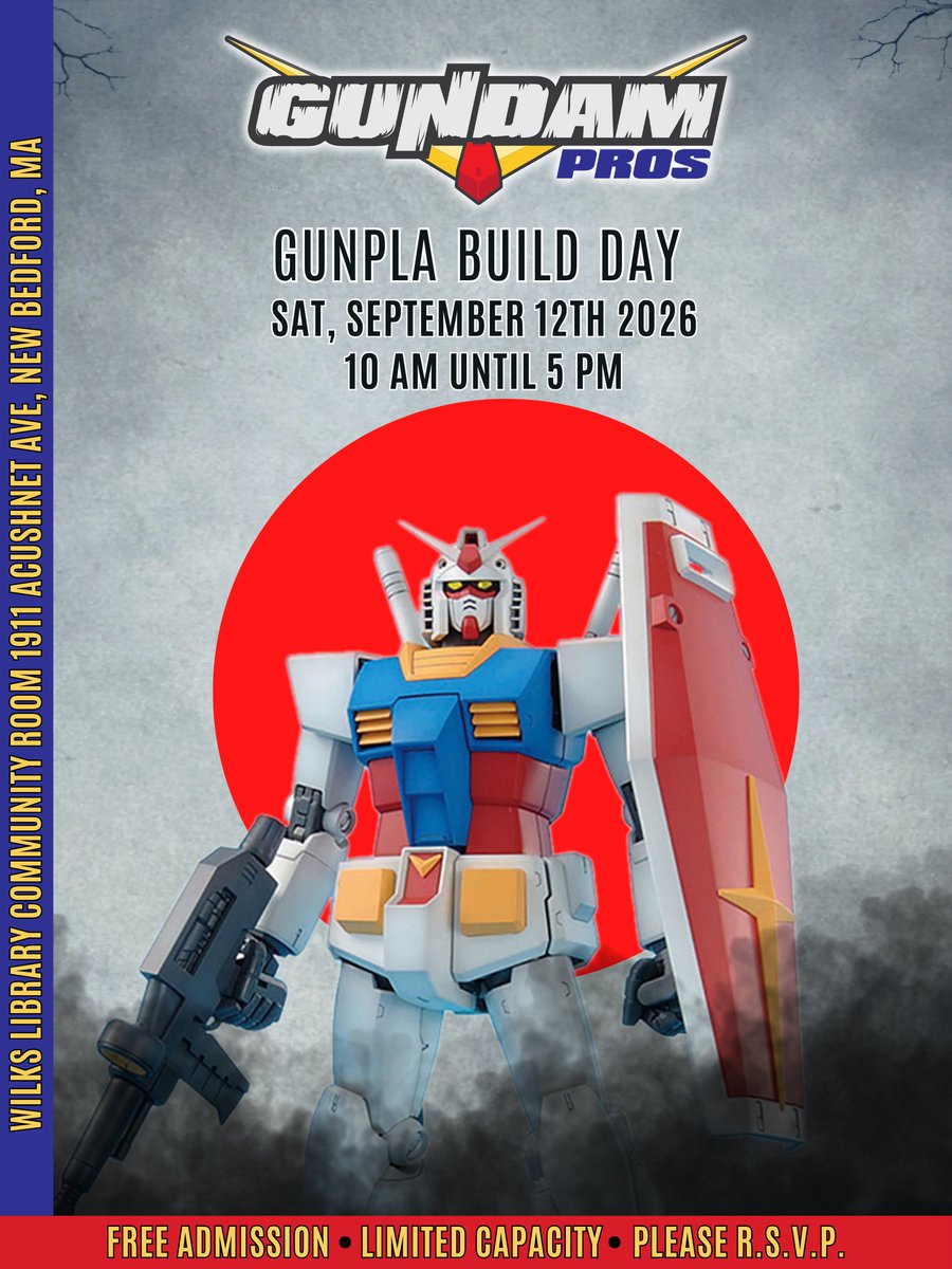 gundampros's tweet photo. Come join us on Saturday, September 12th, at Wilk's Library for our monthly build day event. The event starts at 10:00 am and runs till 5:00 pm. Lunch is always provided. https://t.co/m5l8bmMpTi