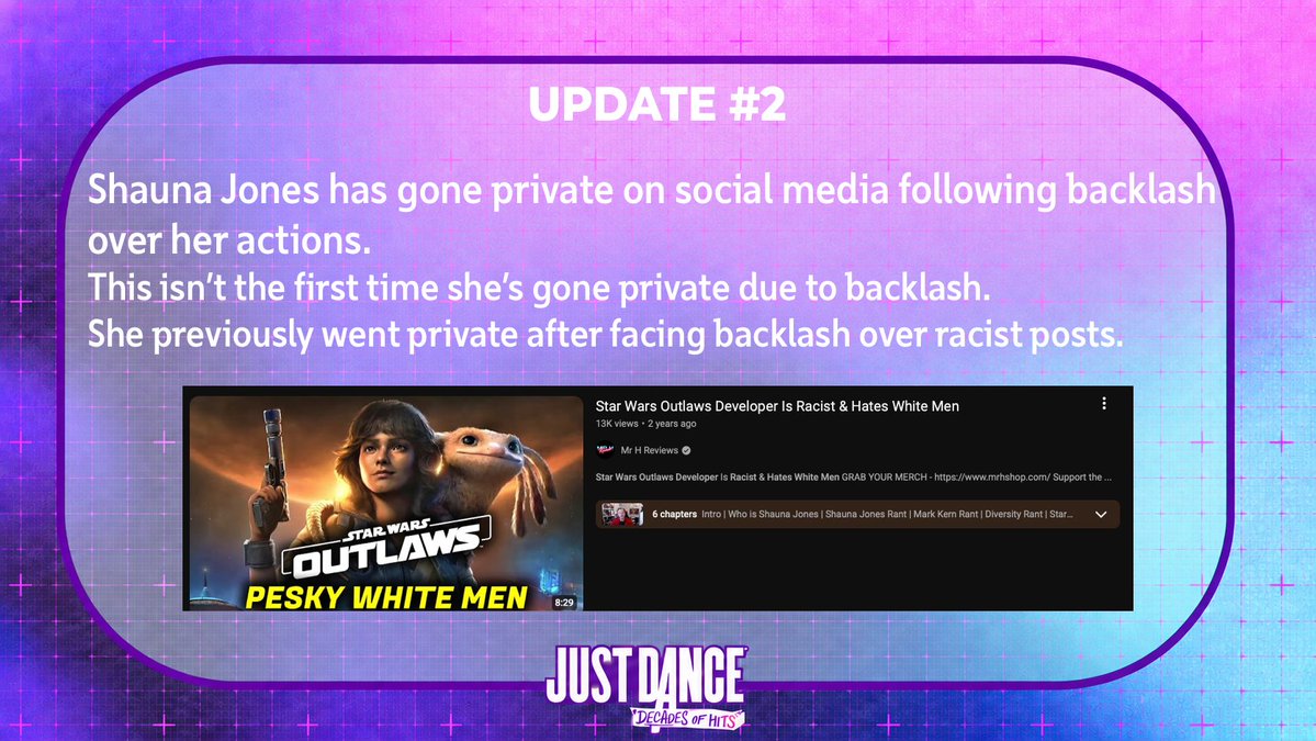 UbiCreator's tweet photo. UPDATE #2: Shauna Jones is now private on all social media accounts following backlash over how she treated creators. This isn’t the first time she’s gone private after facing backlash over her actions online while working at ubisoft.
@Ubisoft @UbisoftSupport https://t.co/fSB8d7kg5Z