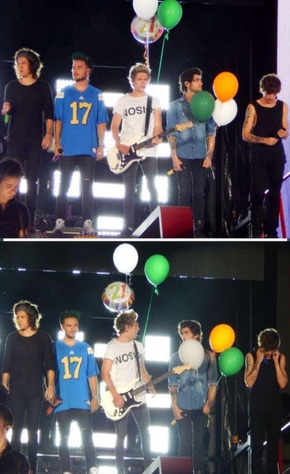 Niallupdatesnh's tweet photo. When Niall entered the stage with balloons tied to his guitar on his 21st birthday 🥹🤍 https://t.co/vCd2UD7aqf