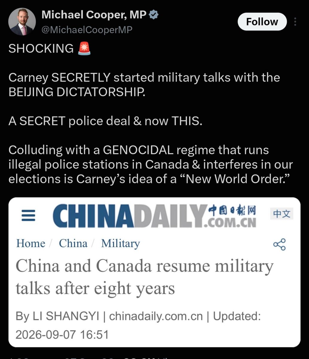 gator_gum's tweet photo. You're going to want to read this.

Canada, the US, China and several other countries met last week at a security conference. It was public and known.

It was a week ago.

Today, the RW Influencers started spreading the lie Canada and China had a secret meeting. They didn't. This was a lie. It was a public conference and many countries all met.

The RW Influencers lied. Now, a CPC MP has taken the same talking point and spread it as well.

A few things, one, this is a lie. Two, it shows they all just take each other's content and spread it like their own. Three, they don't check, and the RW Influencers are "feeding" misinformation to the CPC.

This is absolutely out of control.

@PierrePoilievre @CPC_HQ @jkenney there is a serious problem here.

@AmazingZoltan
