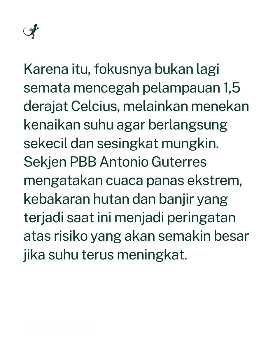MongabayID's tweet photo. Kenaikan suhu global hampir pasti akan melewati ambang 1,5 derajat Celcius di atas tingkat praindustri, batas yang disepakati dalam Perjanjian Paris. https://t.co/R3tWnvmfRy