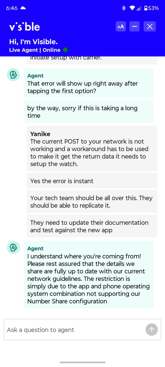yanikemann's tweet photo. @Visible @visiblecare fix your android watch setup. #visible #android https://t.co/92oo7T6b0m
