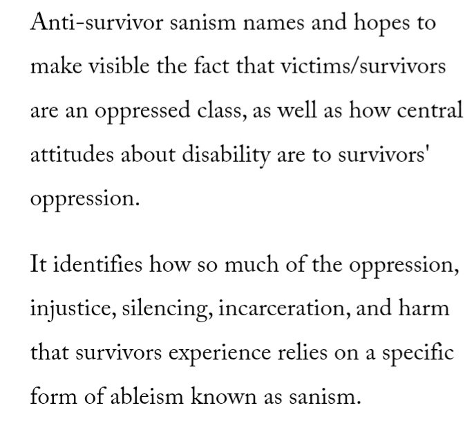 AlaskaCandice's tweet photo. Not a book, but just sharing a quote from my essay on my framework of 'anti-survivor sanism'.

https://t.co/oOivBhZcGn https://t.co/osCQgVyLqp
