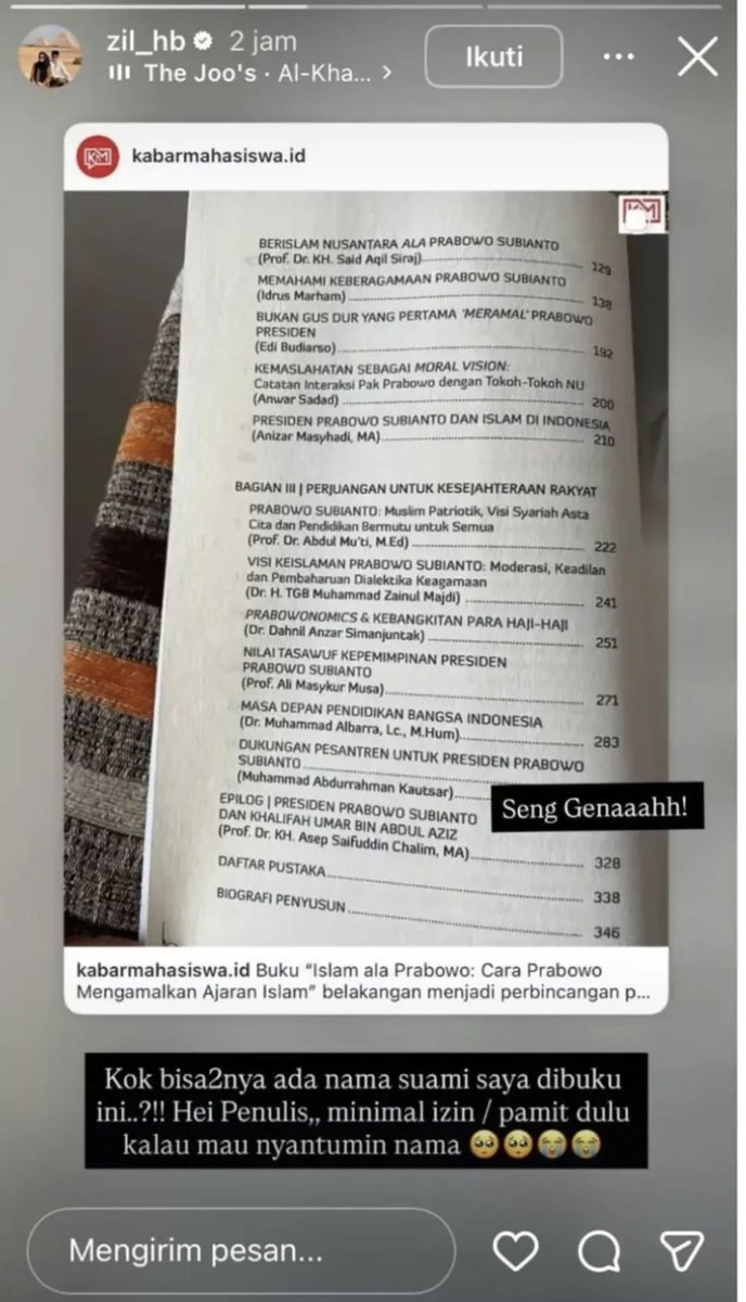 profesor_saham's tweet photo. BREAKING NEWS

Beberapa tokoh yang namanya tercantum dalam buku "Islam Ala Prabowo"

Memberikan klarifikasi bahwa mereka tidak pernah terlibat dalam proses pembuatan buku tersebut 

3 kata lucu

ISLAM ALA PRABOWO https://t.co/jQuJGQVVu7