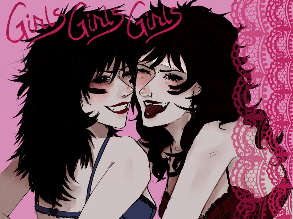 notpocci's tweet photo. Fem Nikki Sixx and Tommy Lee!!! 
Los dibuje muy pocas veces y no me convence mucho como se ven, pero tenia muchas ganas de dibujarlos con mucho rosa!! 💗 https://t.co/UvoQp8RZIa