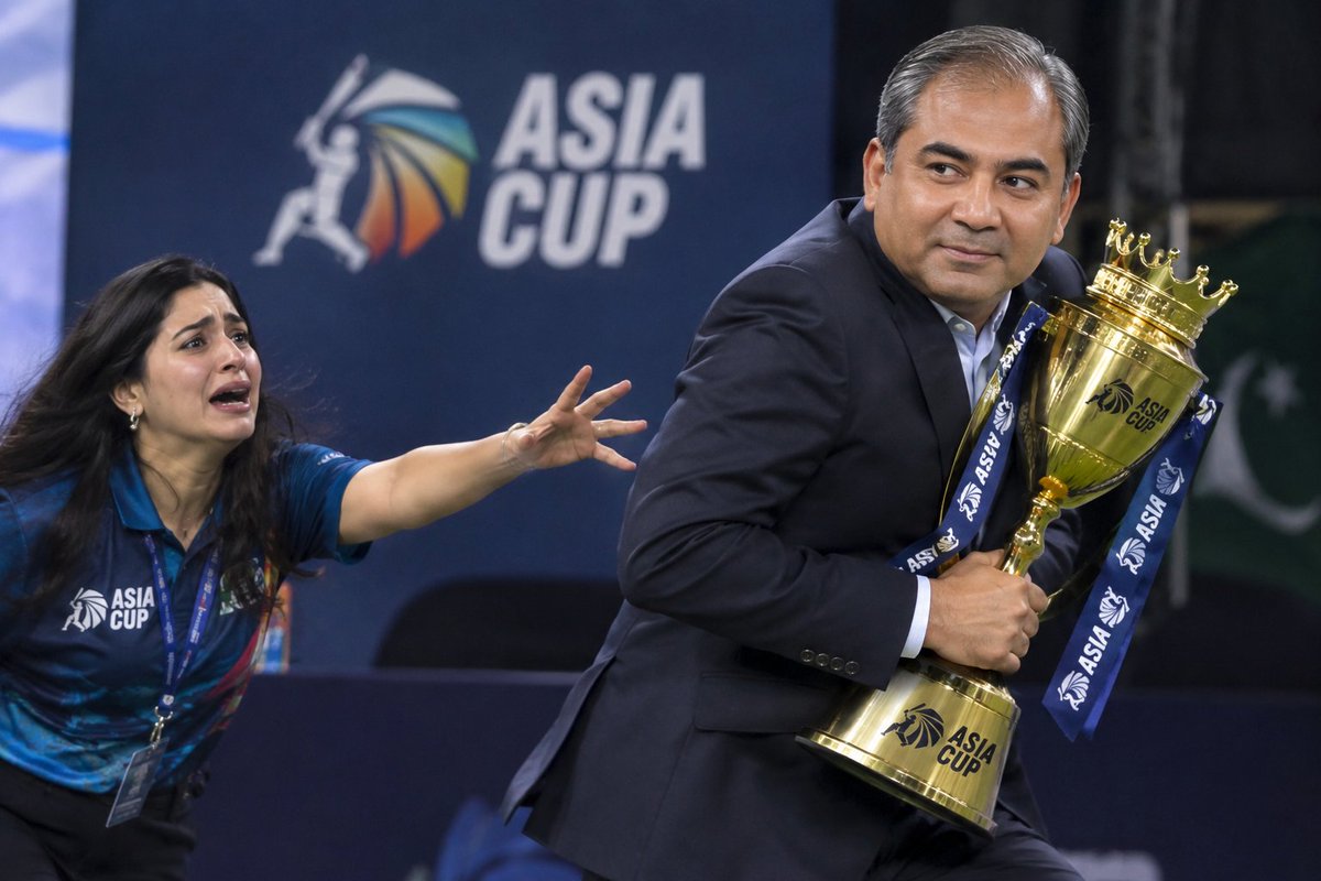 AjayJadeja171's tweet photo. If the Indian Women's win the Asia Cup, it will be back-to-back Asia Cup trophies for Pakistan without even winning the final, as Mohsin Naqvi will steal the trophy once again 😂 https://t.co/YMOXUlJlGO