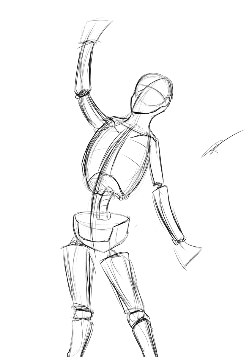 KovanSky's tweet photo. I have been studying art fundamentals the past days and i still have a LOT to learn and practice but i needed a rest from all that study so i decided to make a quick sketch of a pose without taking references (in the head i had to). I don't think it ended that baaad...? https://t.co/EMh7JqfCn1