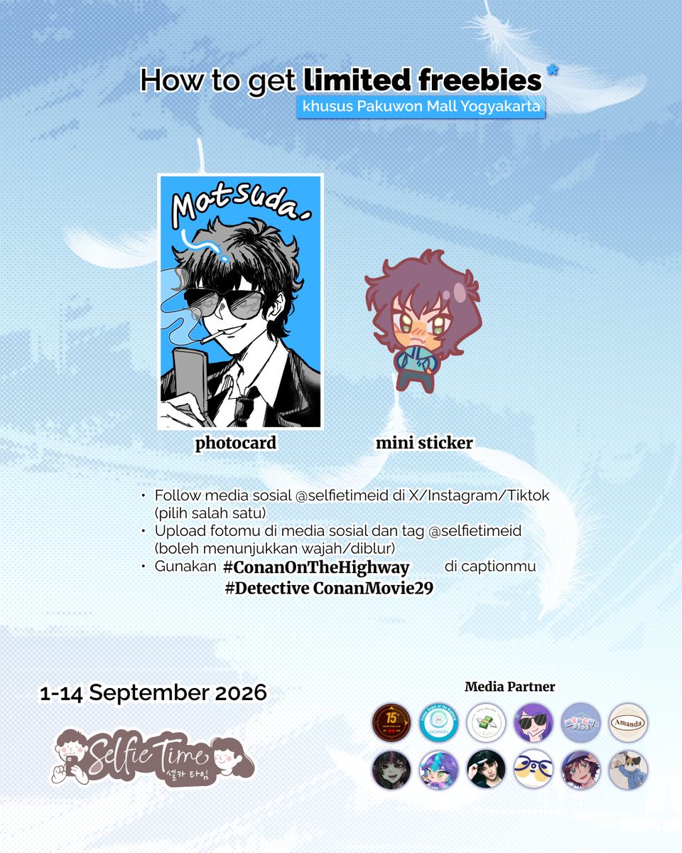 DCMKbase's tweet photo. Siap-siap tancap gas! 🏍️💨 Frame Conan Movie 29: Fallen Angel of The Highway akhirnya hadir di @selfietimeid 

🗓️ 1–14 September 2026

Abadikan momen aksi seru kamu pakai #ConanOnTheHighway 

Yuk mampir ke Selfie Time terdekat! 📸 Klaim limited freebies *S&amp;K tertera di poster! 👀 https://t.co/YagyN5zwzB