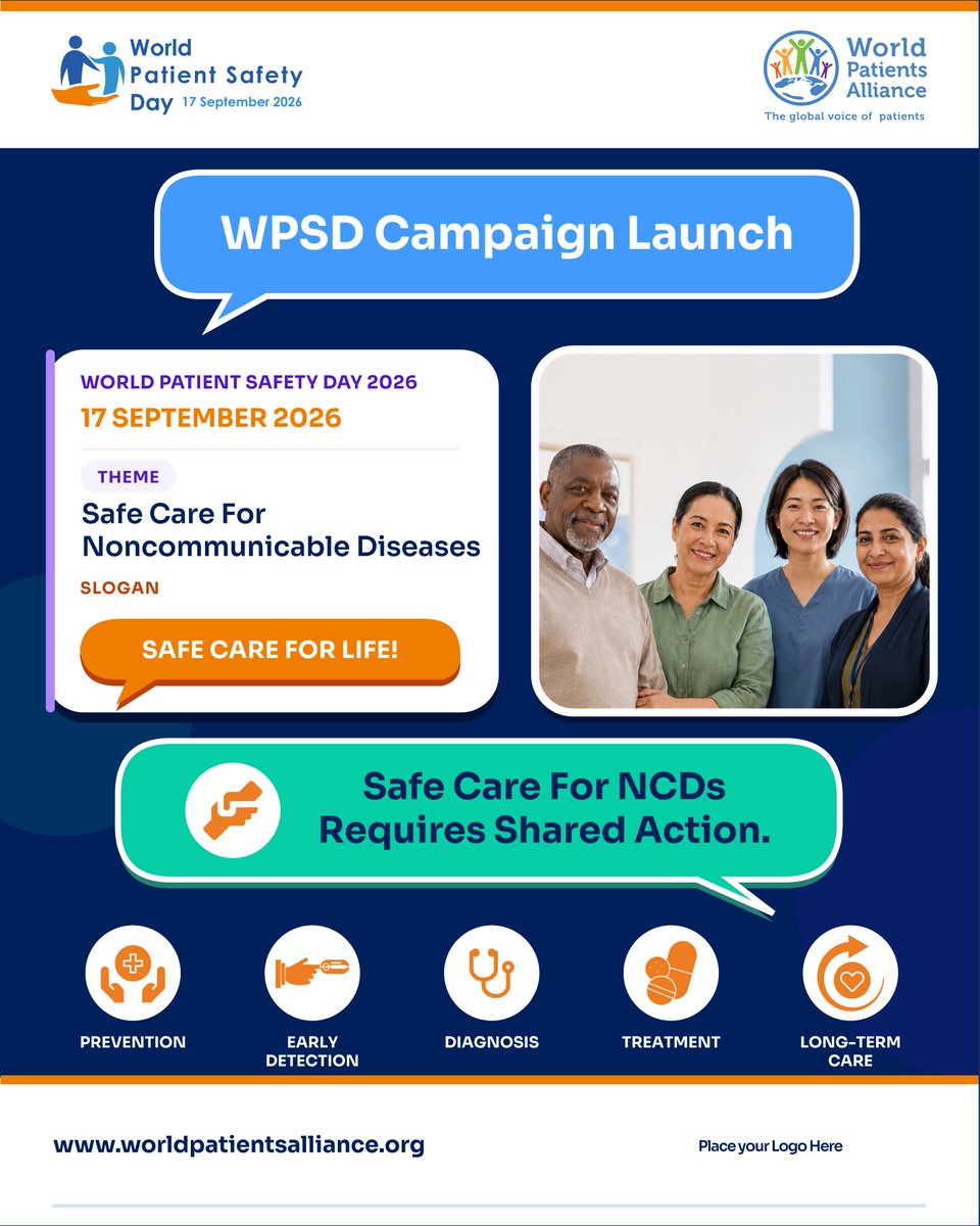 strokeaction_RW's tweet photo. World Patient Safety Day 2026 focuses on safe care for noncommunicable diseases. Safer care depends on shared action across health systems and communities.
#WorldPatientSafetyDay #SafeCareForLife https://t.co/ly9S6kyuS2