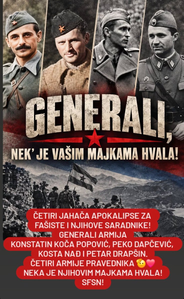 ibretnica's tweet photo. Dobro jutro, samo da vam pokažemo jedine i prave generale ❤, a ne skrivene, usrane babe s maramama iz kokošarnika https://t.co/Tz6uSpBR13
