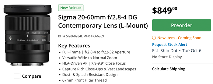 Lrumors1's tweet photo. Sigma 85mm f/1.2 and 20–60mm L Lenses Officially Announced, Preorders Open
https://t.co/ds7fw0DT5y https://t.co/1rMuC7Budx