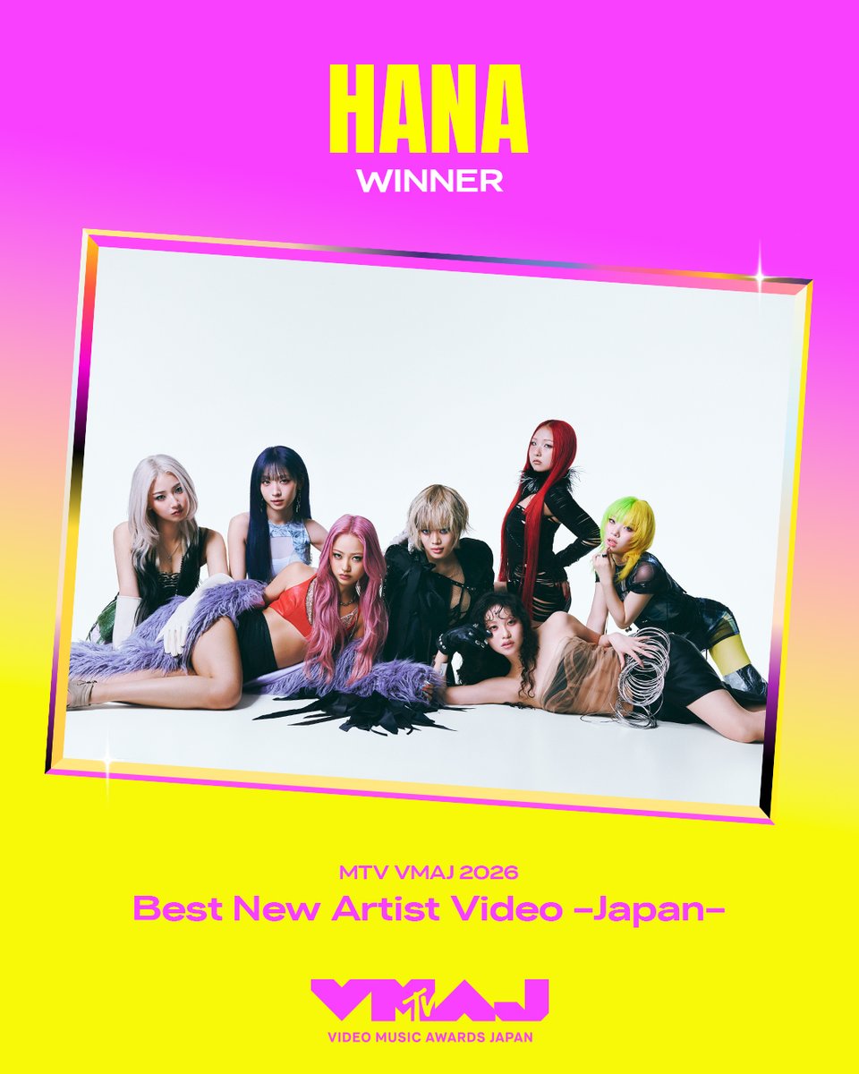 MTV_JAPAN's tweet photo. ／
#VMAJ2026 WINNER🏆
＼
 
HANA「ROSE」が「Best New Artist Video -Japan-」を受賞！
 
詳細はこちら👇
https://t.co/e1c6Xaia93

@HANA__BRAVE #HANA https://t.co/Okf5UTq2Fc