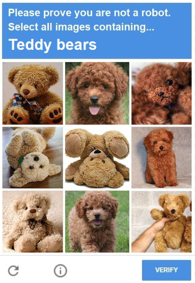 EricksonLE's tweet photo. LoL Gemini swears the top-right box is a live puppy! So us humans are still (somewhat) useful. #ai #captcha https://t.co/x9VhMAkZmq