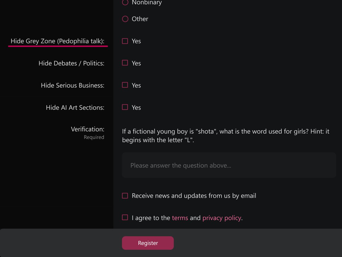 NikandrosTV's tweet photo. @TemplarsVoice Those are very interesting questions, Templar.

I've got many others, but something I'm deeply curious about is this:

why would a lawyer sign up for a forum that has a MAP support section and then post onto it?

In the sign up form it's referred to as "Pedophilia talk". https://t.co/moDGtfjiaP