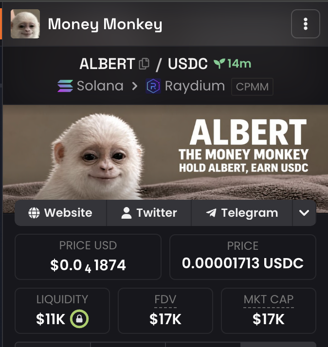 WhiteMonkeySOL's tweet photo. Dex paid.

Website will be updated shortly with CA 

21J5UBb7BGvAbXKwbx9Ab84vLZnzphRTmQLwuT1jt9uS

$ALBERT

BUY ALBERT. HOLD ALBERT. EARN USDC. https://t.co/3IeWxj2s1Q