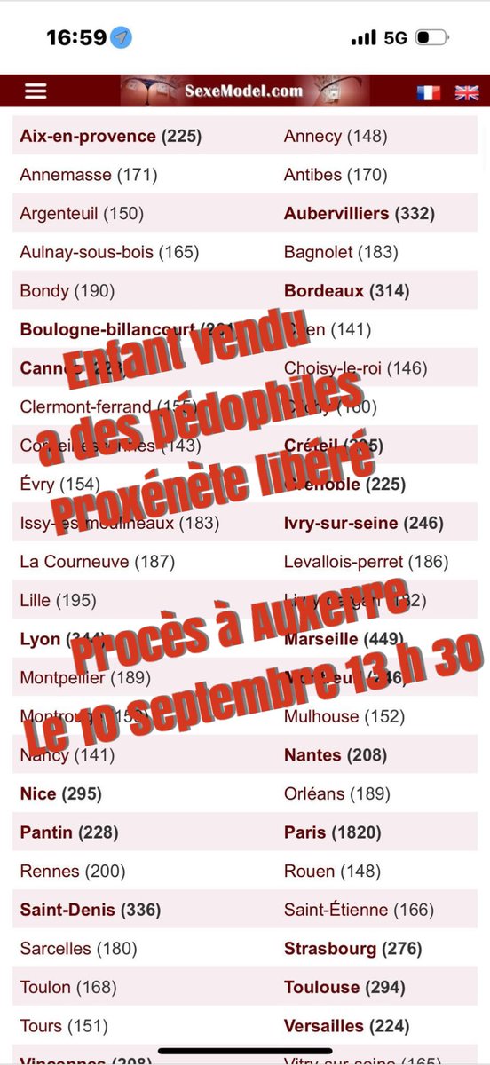 michel_amas's tweet photo. Il y a un an, nous avons saisi le ministre de la justice, pour obtenir la fermeture du site SEXMODEL.  Toujours ouvert

Jeudi 10 septembre nous plaiderons pour une fille de 13 ans vendue sur ce site. Et la décision du parquet d'Auxerre, qui n'a pas placé en détention les proxos https://t.co/meMKBMhhkO