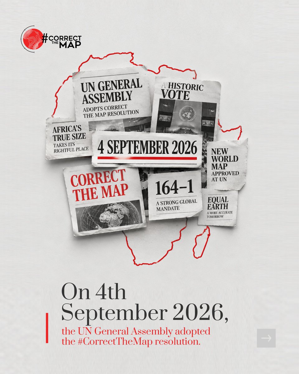 africanofilter's tweet photo. 164 countries said YES to #CorrectTheMap

What started as a campaign to challenge the way Africa is represented on the world map has become a global conversation about how maps shape the way we see the world.
This moment belongs to everyone who questioned the map, shared the campaign, raised their voice and refused to accept that the way we have always seen Africa is the way Africa must continue to be seen.
The map has been challenged. Now let’s change how Africa is seen. We did it. 
Download the correct map here: https://t.co/lDZjLEFseR
#CorrectTheMap
