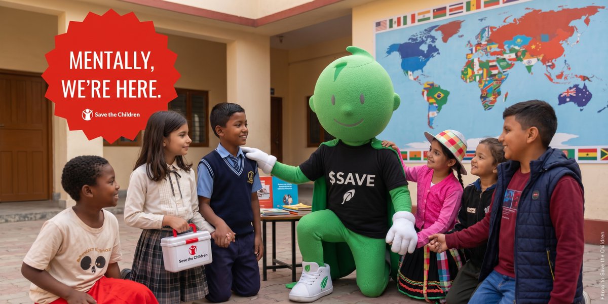 save_robinhood's tweet photo. Mentally, we’re here. 🌍💚

There is nothing quite like the power of community coming together to support the next generation. Through the $SAVE movement, we are proud to stand alongside Save the Children to bring smiles, resources, and hope to kids all around the world.

Every child deserves a safe place to learn, grow, and dream. Let's keep building a brighter future, together! 🦸‍♂️✨