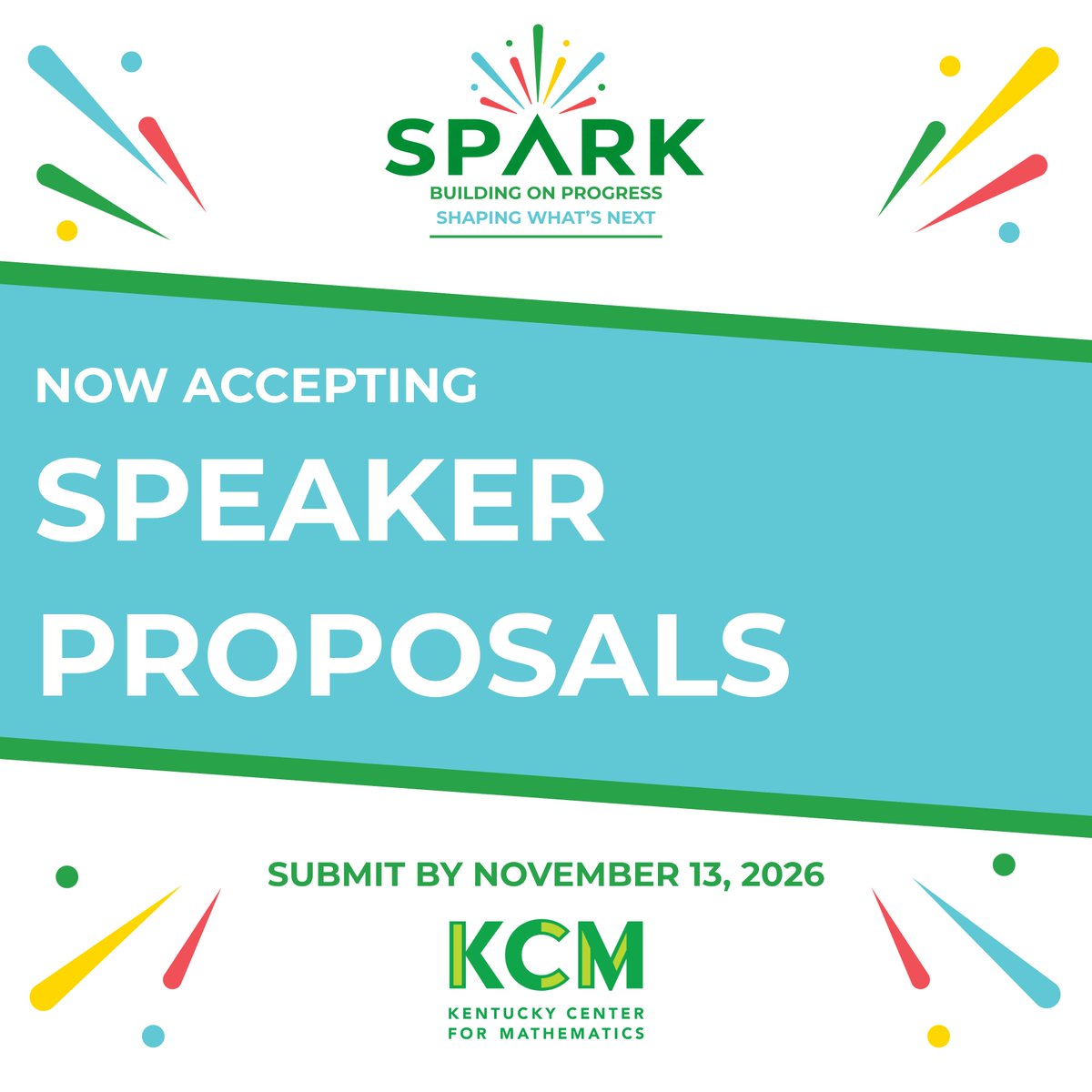 KyCenterforMath's tweet photo. Speaker proposals are now open for the 2027 KCM Conference!

Share your ideas, experiences, and expertise with mathematics educators from across Kentucky and beyond.

Submit by November 13, 2026: https://t.co/zrS8tOQLdv https://t.co/WEfcNtKYGb