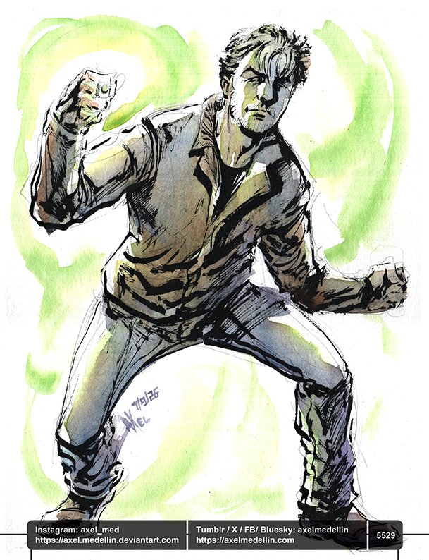 AxelMedellin's tweet photo. #dailydrawing 5529 #dibujodiario #drawingoftheday #haljordan #kylechandler #lanterns #greenlantern #dcu #fanart #watercolor #penandink #traditionalart https://t.co/igDoq8udTL