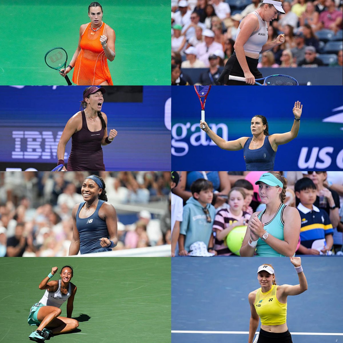 TheTennisLetter's tweet photo. Your 2026 US Open women’s Quarterfinalists.

Aryna Sabalenka.

Linda Noskova.

Jessica Pegula.

Emma Navarro.

Coco Gauff. 

Mirra Andreeva. 

Qinwen Zheng. 

Elena Rybakina. 

Who wins the title? 🏆 https://t.co/phYM2DaJ6i