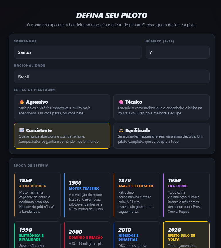 Valnetogbi's tweet photo. Recentemente fiquei viciado no f1 glory graças ao QPE, mas tem algumas coisas naquele joguinho que ainda n tinha ou não tem como as eras desde 1950 e a opção de jogar com pilotos reais em determinadas eras, mais focos em outras categorias ent eu fiz o f1 glory br pra me divertir https://t.co/yEAbtlrUxw