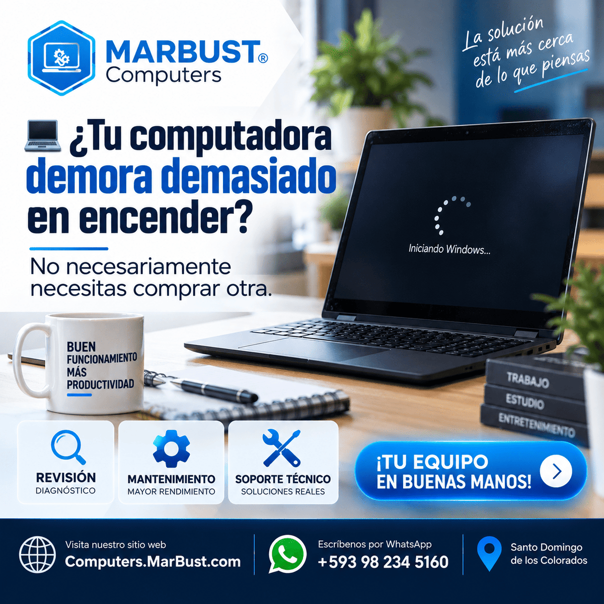 MarbustTech's tweet photo. 💻🐢 ¿Tu computadora demora demasiado en encender?

Antes de comprar otra, revisa si el problema tiene solución. 🔍⚙️

🧹 Mantenimiento
🛠️ Soporte
⚡ Optimización

🌐 https://t.co/4v10GrBdGg
📲 +593 98 234 5160

#MarbustComputers #SoporteTecnico #Computadoras https://t.co/gQWi8fwsnu